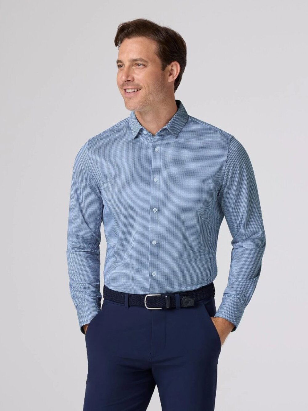 Mizzen + Main Halyard Long Sleeve Dress Shirt in Navy Peter Gingham Size XXL